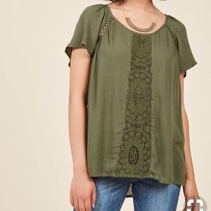 Olive green boho top